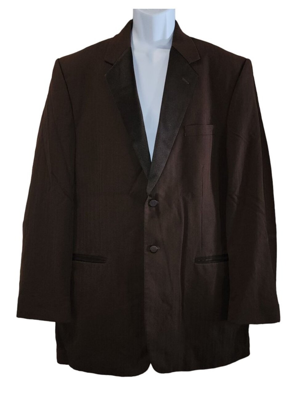Men's Stephen Geoffrey 100% Worsted Wool Brown Striped Blazer Tux Jacket 44XL